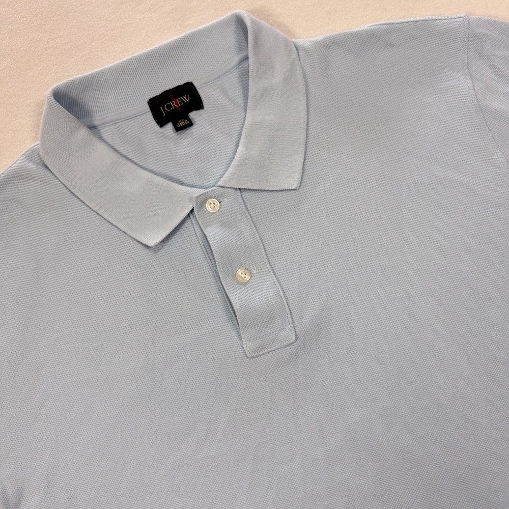 J Crew Oarsman Mens Classic Pique Polo Shirt Light‎ Blue Short Sleeve Size XL